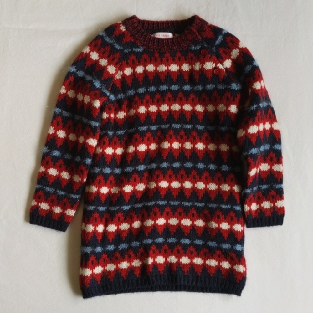 joe fresh chunky patterned knit sweater dress 18-24 months baby toddler girls